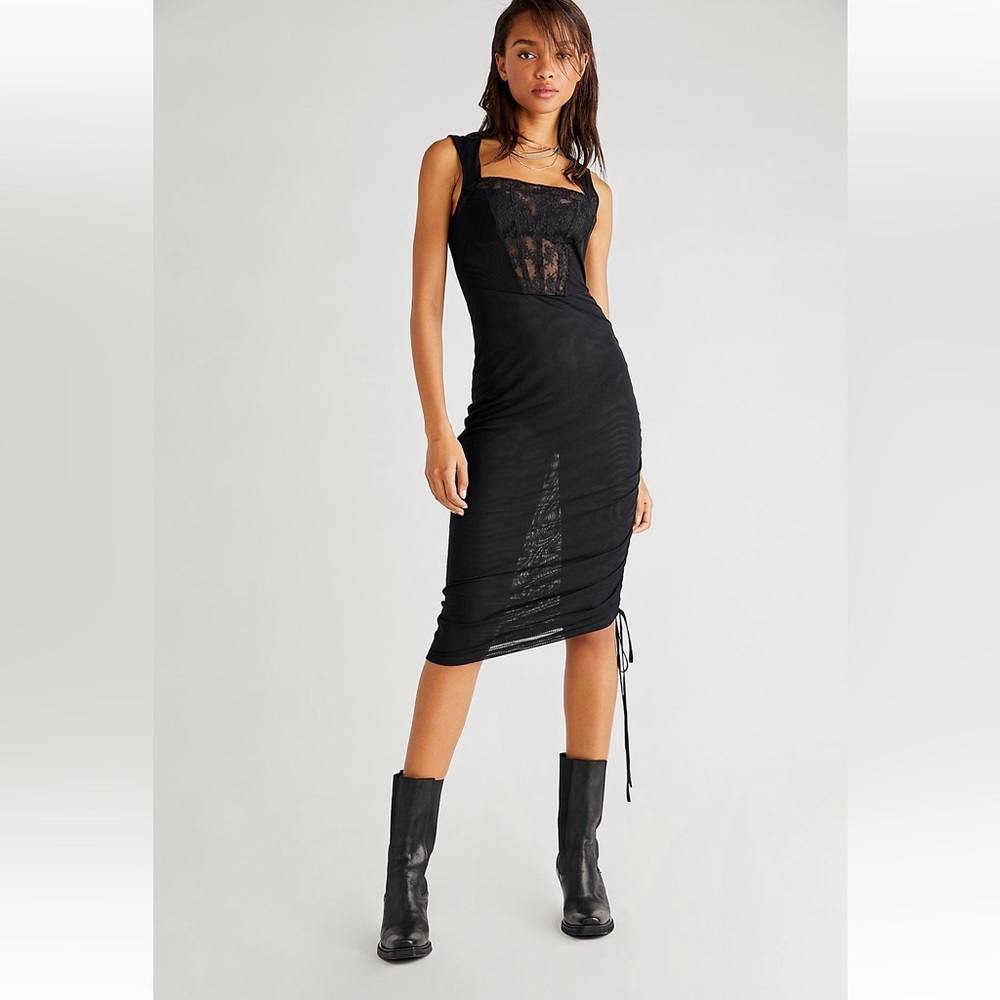 Free people corset-is convertible mesh bodycon dress